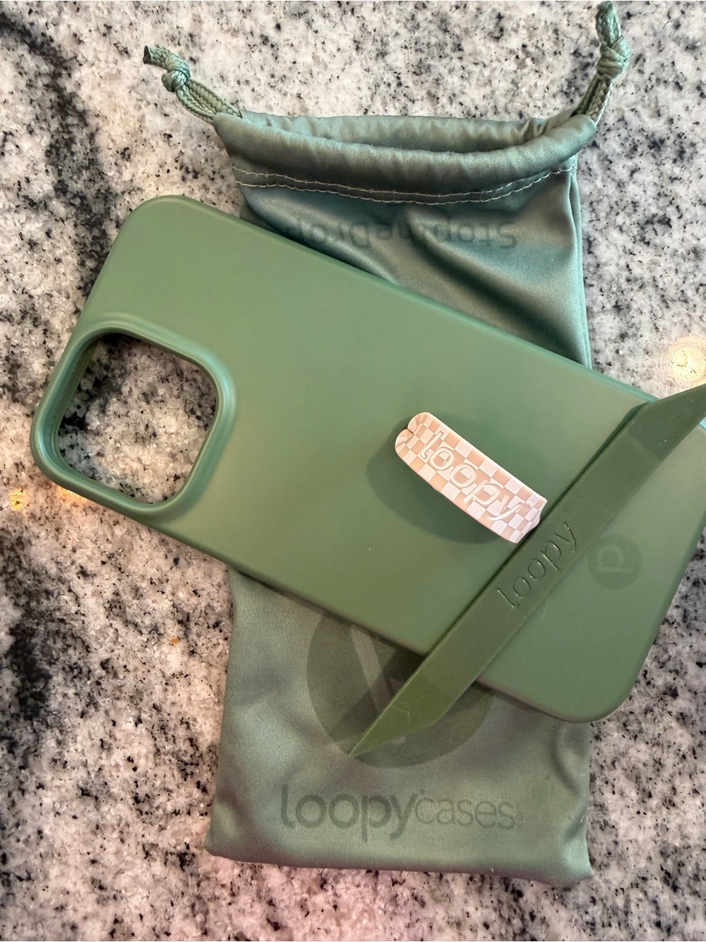 Loopy Case Olive Green Silicone Phone Case with Matching Loop Strap and Ring